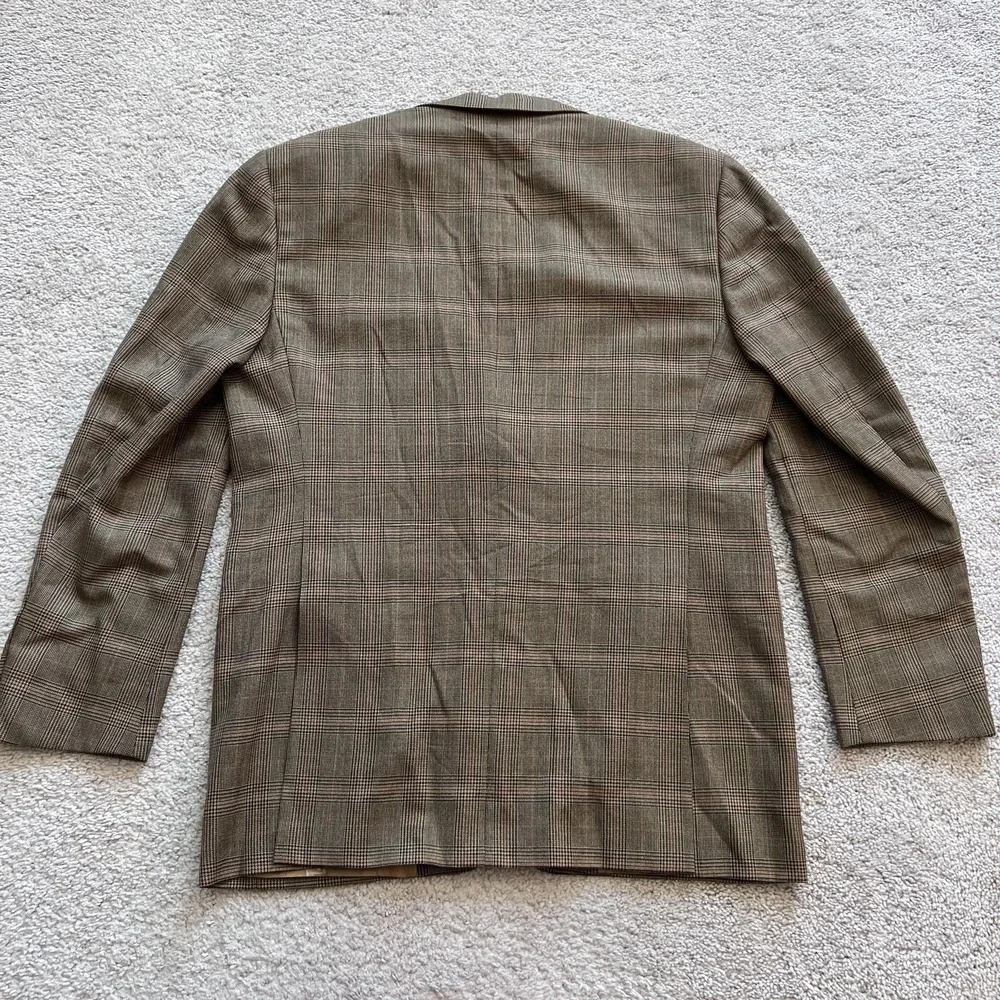 Burberry London Kensington Sport Coat Mens 40R Brown Wool Plaid Tweed Blazer